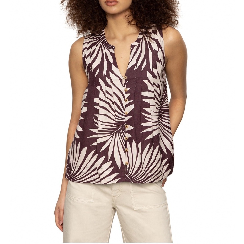 Sanctuary The Harmony Tank Mesa Palm Brown Tropical Sleeveless Top XL NEW